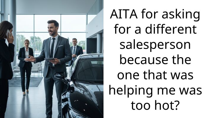 AITA for asking for a different salesperson because the one that was helping me was too hot?