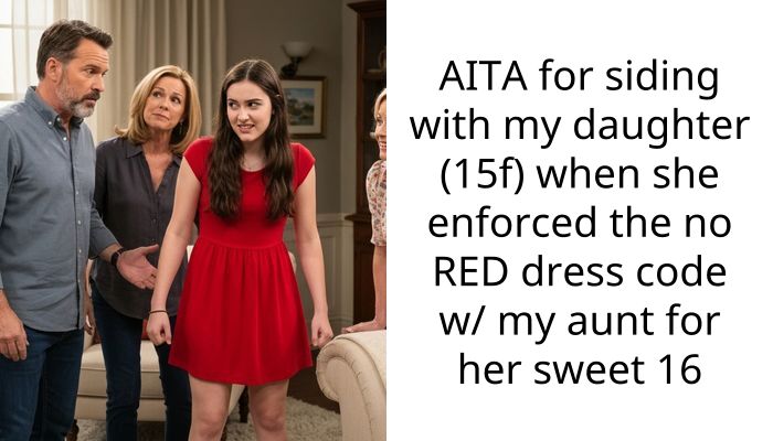 AITA for siding with my daughter (15f) when she enforced the no RED dress code w/ my aunt for her sweet 16