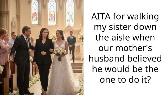 AITA for walking my sister down the aisle when our mother’s husband believed he would be the one to do it?