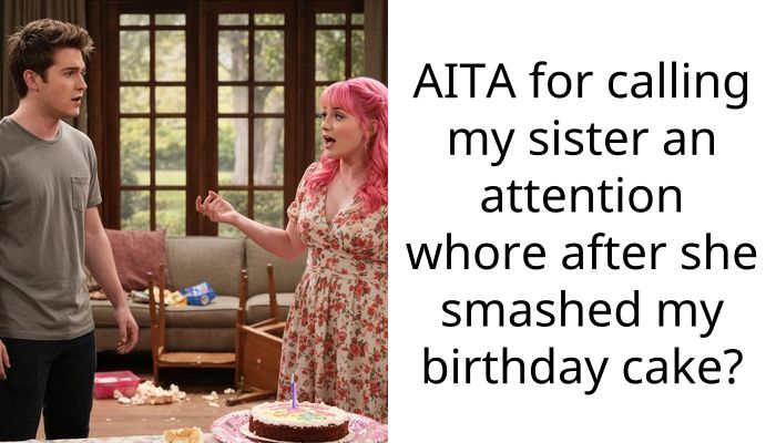 AITA for calling my sister an attention w**re after she smashed my birthday cake?