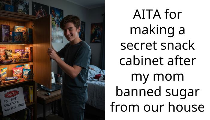 AITA for making a secret snack cabinet after my mom banned sugar from our house