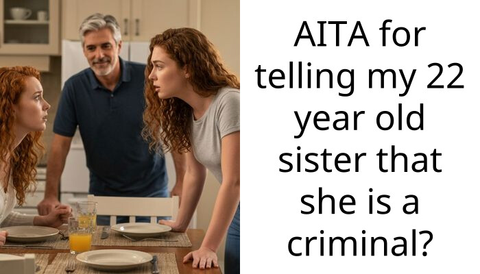 AITA for telling my 22 year old sister that she is a criminal?