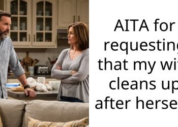 AITA for requesting that my wife cleans up after herself?