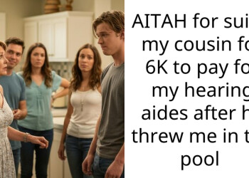 AITAH for suing my cousin for 6K to pay for my hearing aides after he threw me in the pool