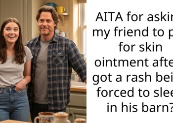 AITA for asking my friend to pay for skin ointment after i got a rash being forced to sleep in his barn?