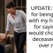 UPDATE: AITAH for being upset with my husband for saying he would choose his deceased wife over me?