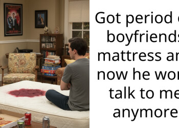 Got period on boyfriends mattress and now he won’t talk to me anymore