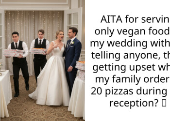 AITA for serving only vegan food at my wedding without telling anyone, then getting upset when my family ordered 20 pizzas during the reception?
