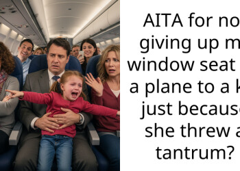 AITA for not giving up my window seat on a plane to a kid just because she threw a tantrum?