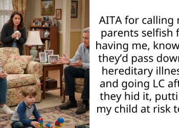 AITA for calling my parents selfish for having me, knowing they’d pa*s down a hereditary illness, and going LC after they hid it, putting my child at risk too?