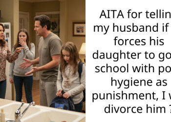 AITA for telling my husband if he forces his daughter to go to school with poor hygiene as punishment, I will divorce him ?
