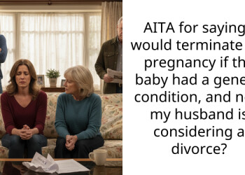 AITA for saying I would terminate my pregnancy if the baby had a genetic condition, and now my husband is considering a divorce?