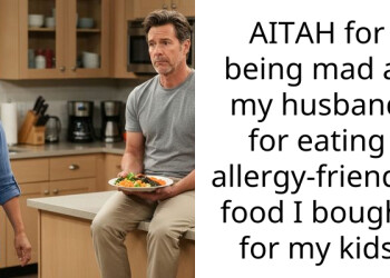 My husband eats our son’s allergy-friendly food and says he shouldn’t have to think before snacking