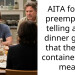 AITA for not preemptively telling all my dinner guests that the food contained deer meat?