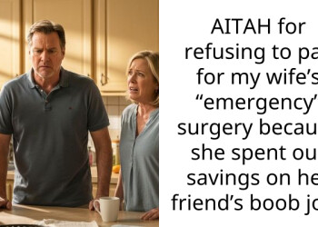 AITAH for refusing to pay for my wife’s “emergency” surgery because she spent our savings on her friend’s b**b job?