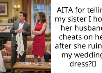 AITA for telling my sister I hope her husband cheats on her after she ruined my wedding dress?