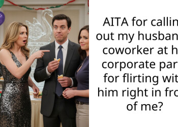 AITA for calling out my husband’s coworker at his corporate party for flirting with him right in front of me?