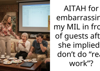 AITAH for embarra*sing my MIL in front of guests after she implied I don’t do “real work”?
