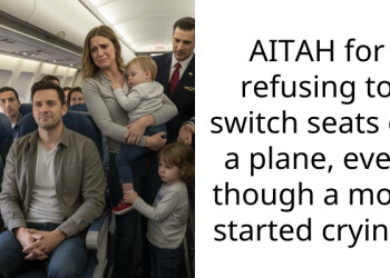 AITAH for refusing to switch seats on a plane, even though a mom started crying?