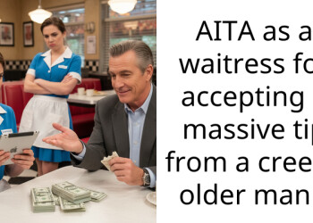 AITA as a waitress for accepting a ma*sive tip from a creepy older man ?