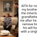 AITA for not giving my brother any of the inheritance my grandfather left to me after he chose to remove him from his will for being with a single mom?