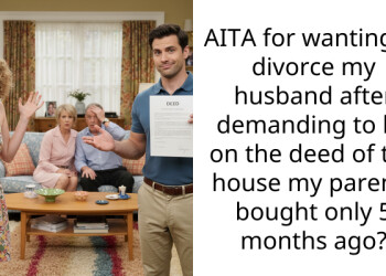 AITA for wanting to divorce my husband after demanding to be on the deed of the house my parents bought only 5 months ago?