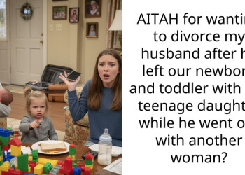 AITAH for wanting to divorce my husband after he left our newborn and toddler with our teenage daughter while he went out with another woman?