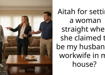 Aitah for setting a woman straight when she claimed to be my husband’s workwife in my house?
