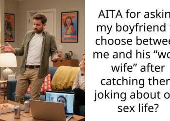 AITA for asking my boyfriend to choose between me and his “work wife” after catching them joking about our s*x life?