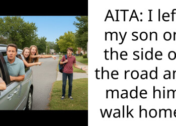 AITA: I left my son on the side of the road and made him walk home.