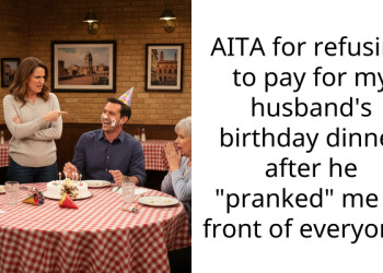 AITA for refusing to pay for my husband’s birthday dinner after he “pranked” me in front of everyone?