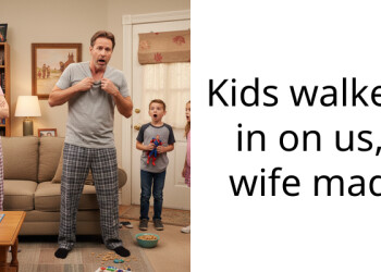 Kids walked in on us, wife mad
