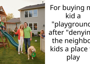 For buying my kid a “playground” after “denying” the neighbor kids a place to play