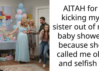 AITAH for kicking my sister out of my baby shower because she called me old and selfish ?