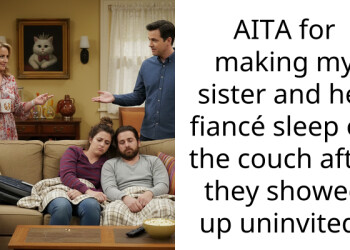 AITA for making my sister and her fiancé sleep on the couch after they showed up uninvited?