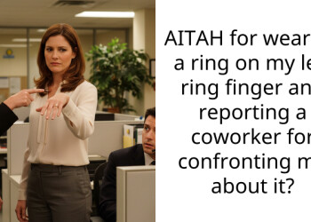 AITAH for wearing a ring on my left ring finger and reporting a coworker for confronting me about it?