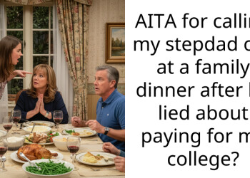 AITA for calling my stepdad out at a family dinner after he lied about paying for my college?