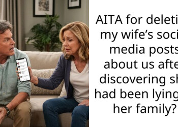 AITA for deleting my wife’s social media posts about us after discovering she had been lying to her family?
