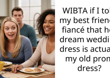 WIBTA if I told my best friend’s fiancé that her dream wedding dress is actually my old prom dress?