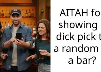 AITAH for showing a d**k pick to a random at a bar?