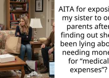 AITA for exposing my sister to our parents after finding out she’s been lying about needing money for “medical expenses”?