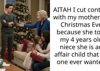 AITAH I cut contact with my mother on Christmas Eve because she told my 4 years old niece she is an affair child that no one ever wanted