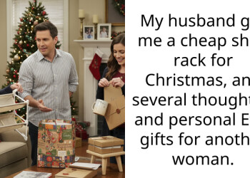 My husband got me a cheap shoe rack for Christmas, and several thoughtful and personal Etsy gifts for another woman.
