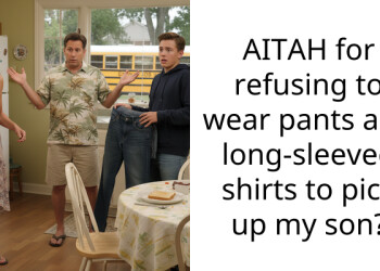 AITAH for refusing to wear pants and long-sleeved shirts to pick up my son?