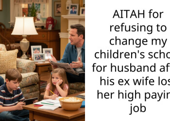AITAH for refusing to change my children’s school for husband after his ex wife lost her high paying job