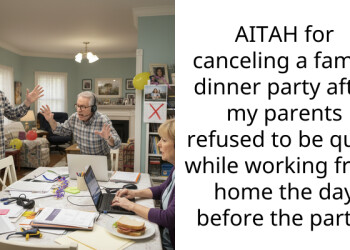 AITAH for canceling a family dinner party after my parents refused to be quiet while working from home the day before the party?