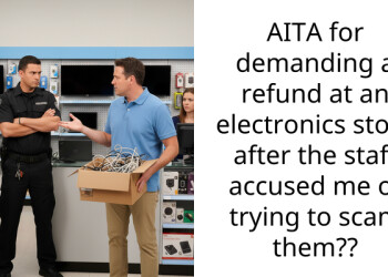 AITA for demanding a refund at an electronics store after the staff accused me of trying to scam them??