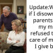 Update:WIBTAH if I disowned my parents after my mom refused to take care of me after I give birth?