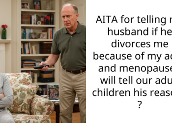 AITA for telling my husband if he divorces me because of my acne and menopause I will tell our adult children his reasons ?