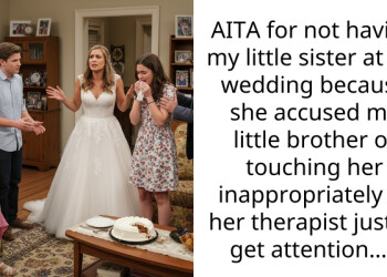 AITA for not having my little sister at my wedding because she accused my little brother of touching her inappropriately to her ther***st just to get attention…..